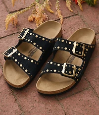 Birkenstock Arizona Suede Rivet Detail Double Banded Slide Sandals