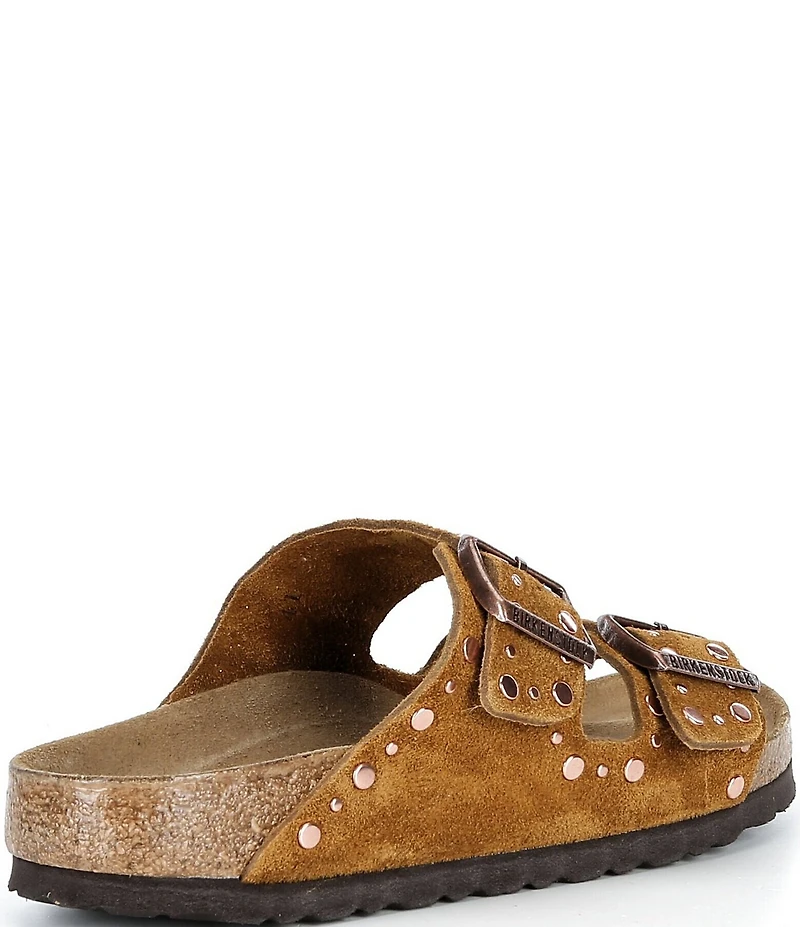 Birkenstock Arizona Suede Rivet Detail Double Banded Slide Sandals