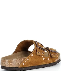 Birkenstock Arizona Suede Rivet Detail Double Banded Slide Sandals