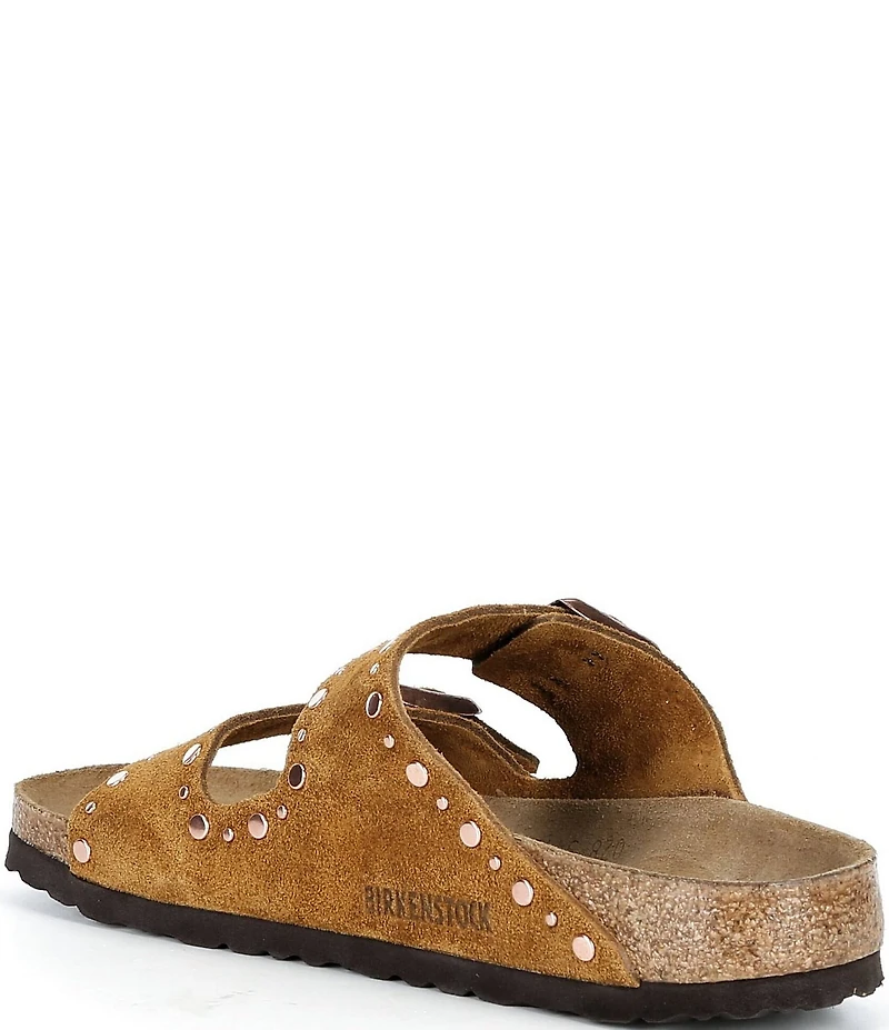 Birkenstock Arizona Suede Rivet Detail Double Banded Slide Sandals