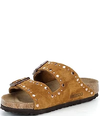 Birkenstock Arizona Suede Rivet Detail Double Banded Slide Sandals