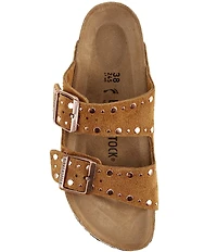Birkenstock Arizona Suede Rivet Detail Double Banded Slide Sandals