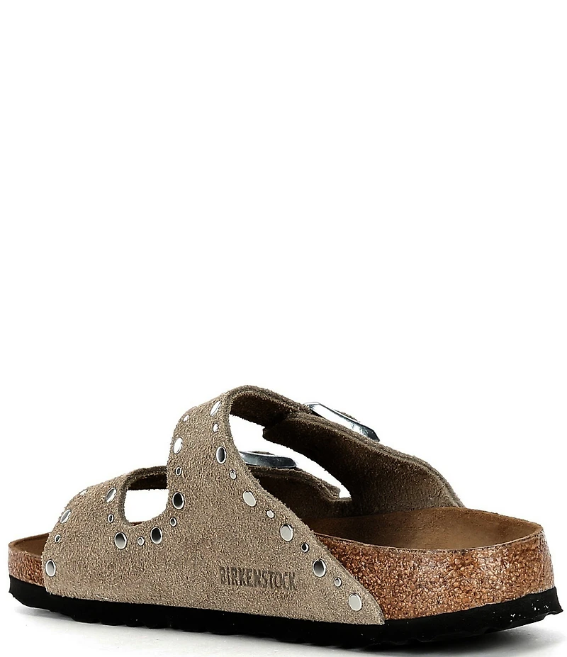 Birkenstock Arizona Suede Rivet Detail Double Banded Slide Sandals