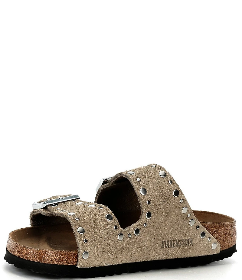 Birkenstock Arizona Suede Rivet Detail Double Banded Slide Sandals