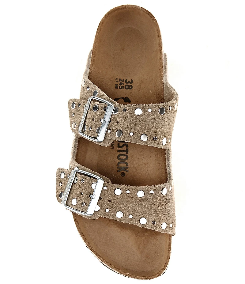 Birkenstock Arizona Suede Rivet Detail Double Banded Slide Sandals