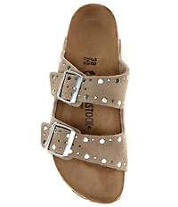 Birkenstock Arizona Suede Rivet Detail Double Banded Slide Sandals