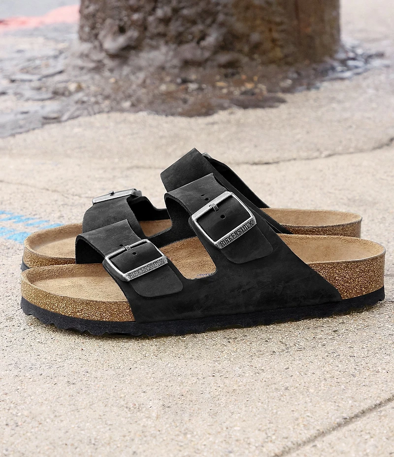 Birkenstock Women's Arizona Oiled Leather Soft Footbed Slide Sandals