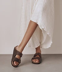 Birkenstock Women's Arizona Oiled Leather Soft Footbed Slide Sandals