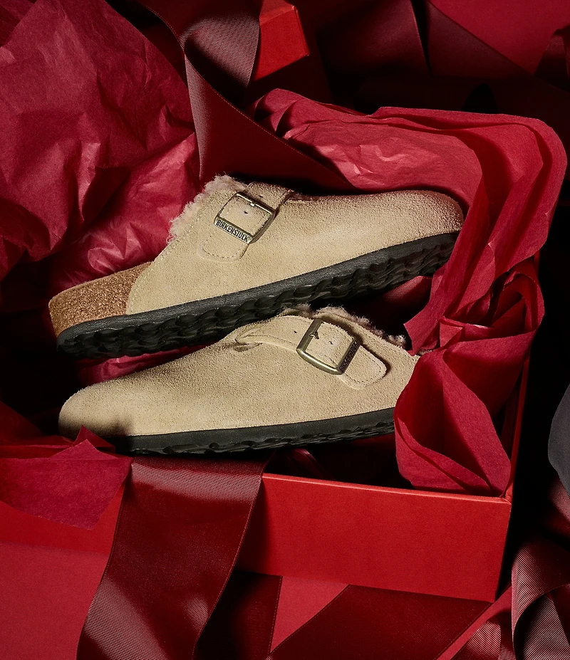 Birkenstock Women's Boston Suede Shearling-Lined Clogs