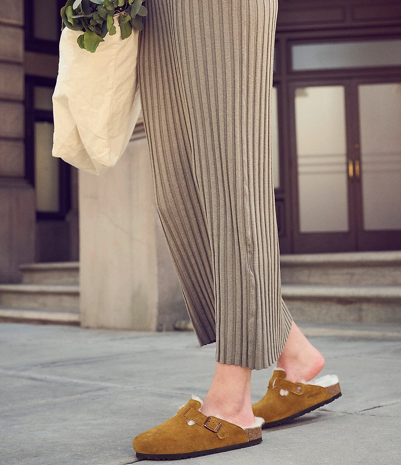 Birkenstock Women's Boston Suede Shearling-Lined Clogs