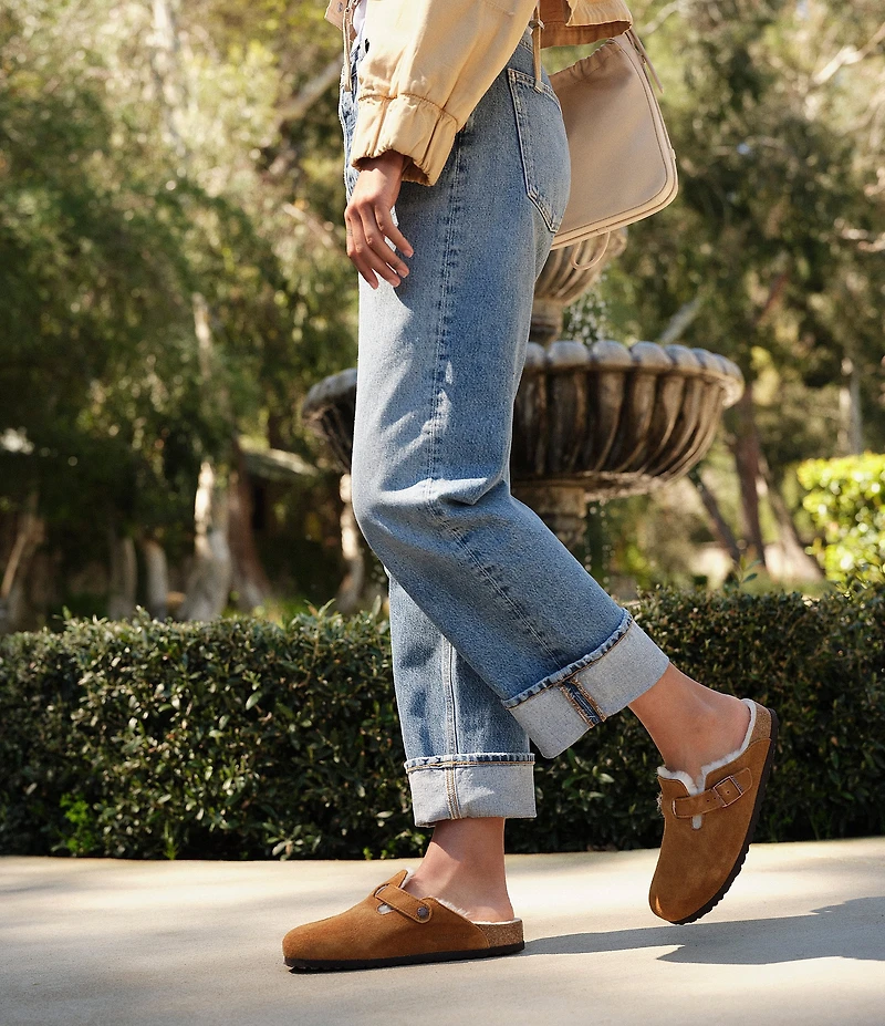 Birkenstock Women's Boston Suede Shearling-Lined Clogs