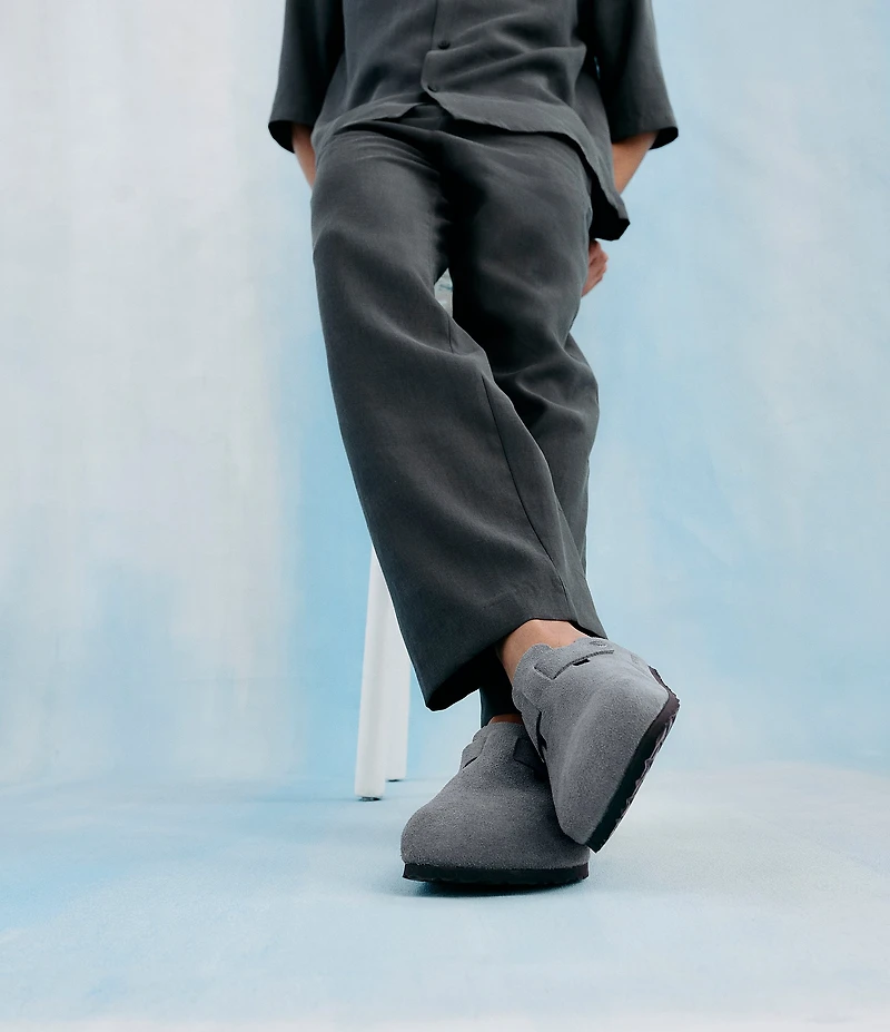 Birkenstock Men's Boston Suede Soft Footbed Family Matching Clogs