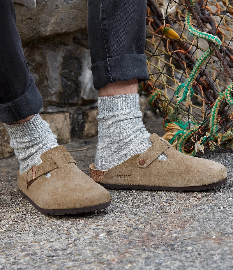 Birkenstock Men's Boston Suede Soft Footbed Family Matching Clogs