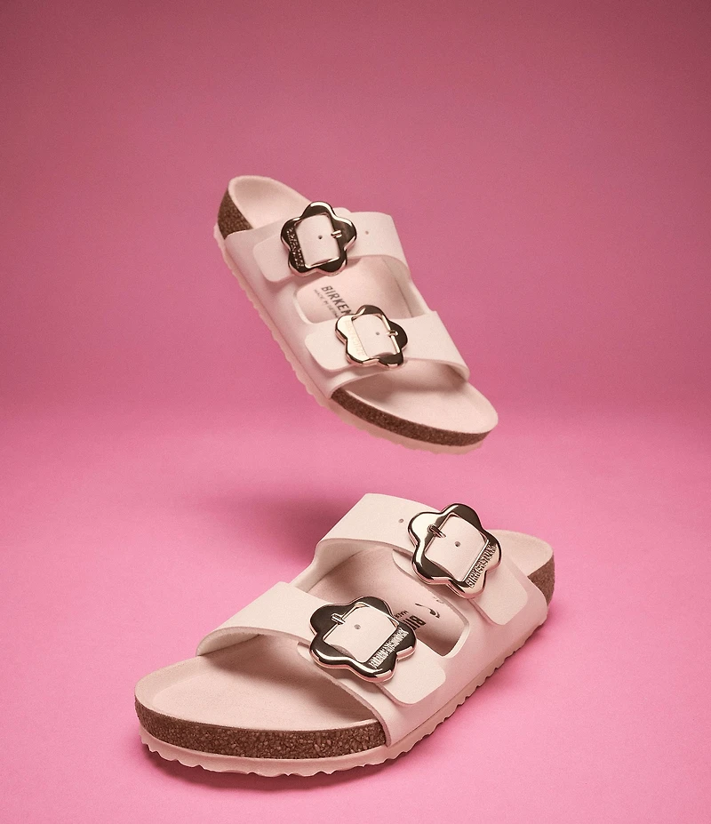 Birkenstock Girls' Arizona Flower Buckle Birko-Flor Sandals (Toddler)