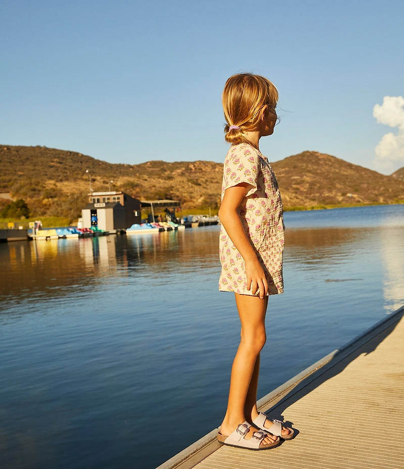 Birkenstock Girls' Arizona Flower Buckle Birko-Flor Sandals (Toddler)