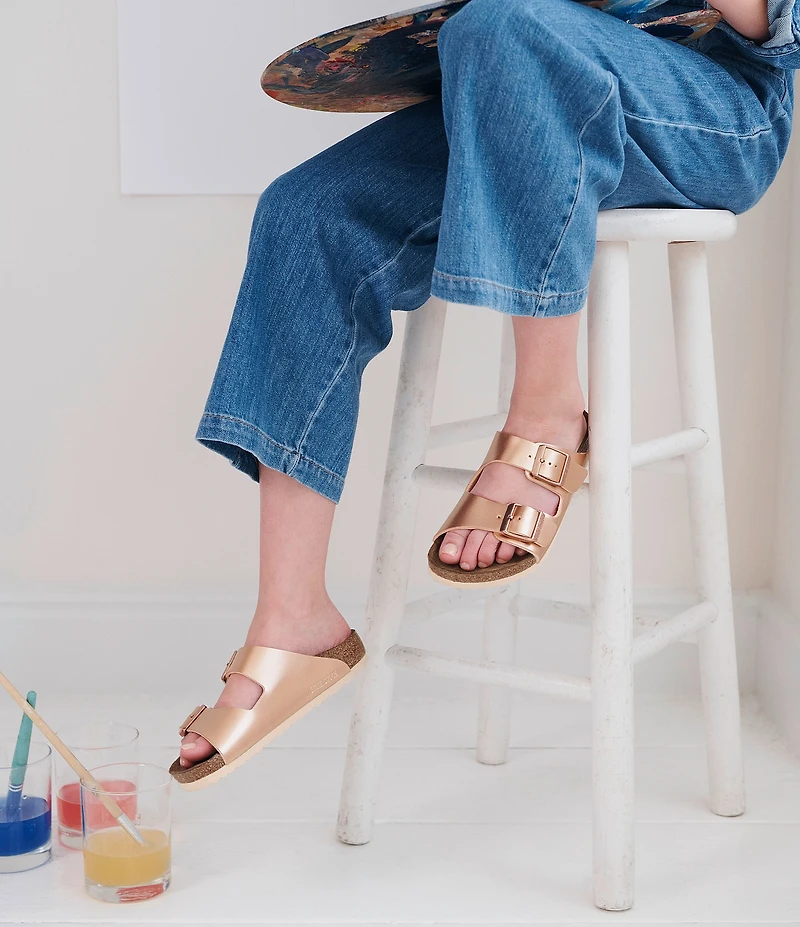 Birkenstock Girls' Arizona Metallic Slide Sandals (Youth)