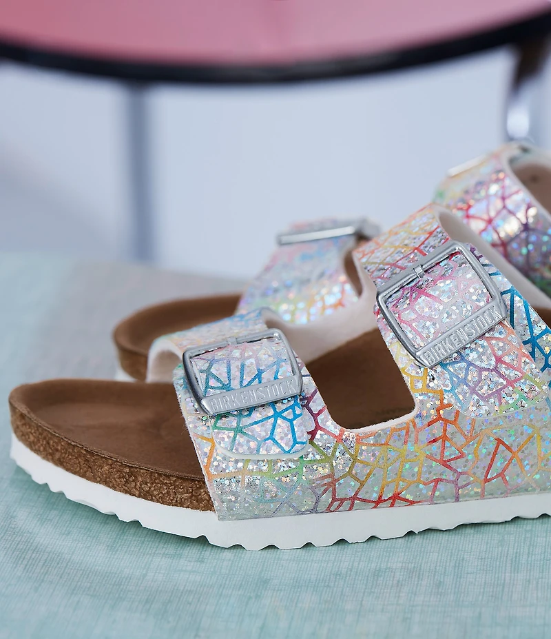 Birkenstock Girls' Arizona Holographic Vegan Leather Sandals (Infant)