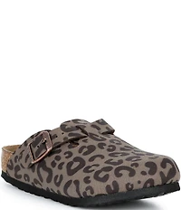 Birkenstock Girls' Boston 2.0 Birkibuc Leopard Print Clogs (Infant)