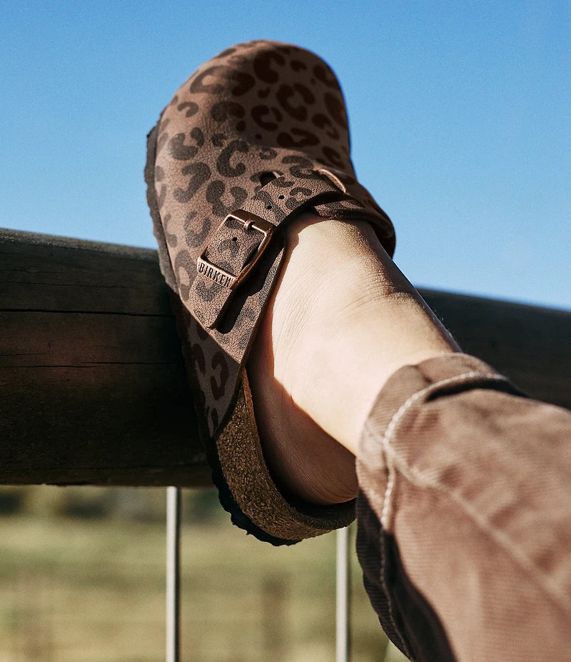Birkenstock Girls' Boston 2.0 Birkibuc Leopard Print Clogs (Infant)