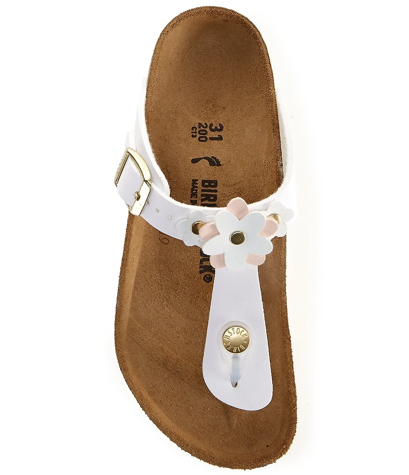 Birkenstock Girls' Gizeh Flower Ornamented Birko-Flor Thong Sandals (Toddler)
