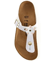 Birkenstock Girls' Gizeh Flower Ornamented Birko-Flor Thong Sandals (Toddler)