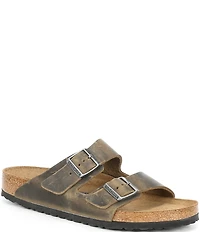 Birkenstock Men's Arizona Soft Footbed Nubuck Leather Slide Sandals