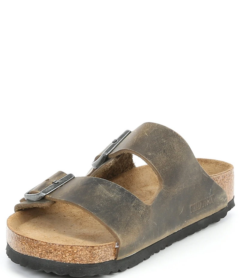 Birkenstock Men's Arizona Soft Footbed Nubuck Leather Slide Sandals