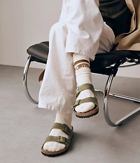 Birkenstock Men's Arizona Soft Footbed Nubuck Leather Slide Sandals