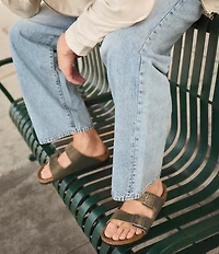 Birkenstock Men's Arizona Soft Footbed Nubuck Leather Slide Sandals