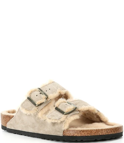 Birkenstock Men's Arizona Suede Shearling Slide Sandals