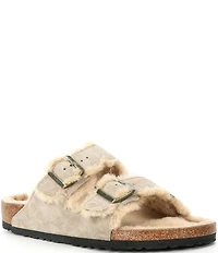 Birkenstock Men's Arizona Suede Shearling Slide Sandals