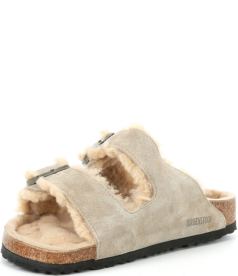Birkenstock Men's Arizona Suede Shearling Slide Sandals