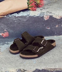 Birkenstock Men's Arizona Suede Shearling Slide Sandals