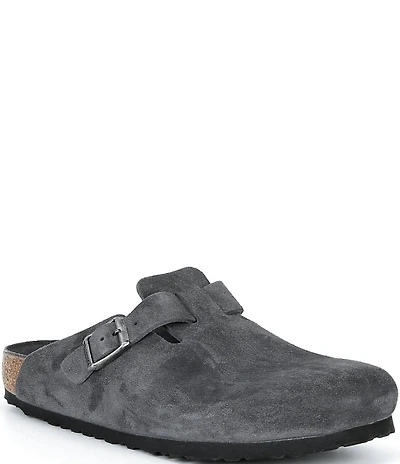 Birkenstock Men's Boston Suede Soft Footbed Clogs