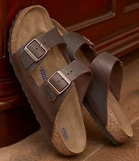 Birkenstock Men's Arizona Oiled Leather Soft Footbed Slide Sandals