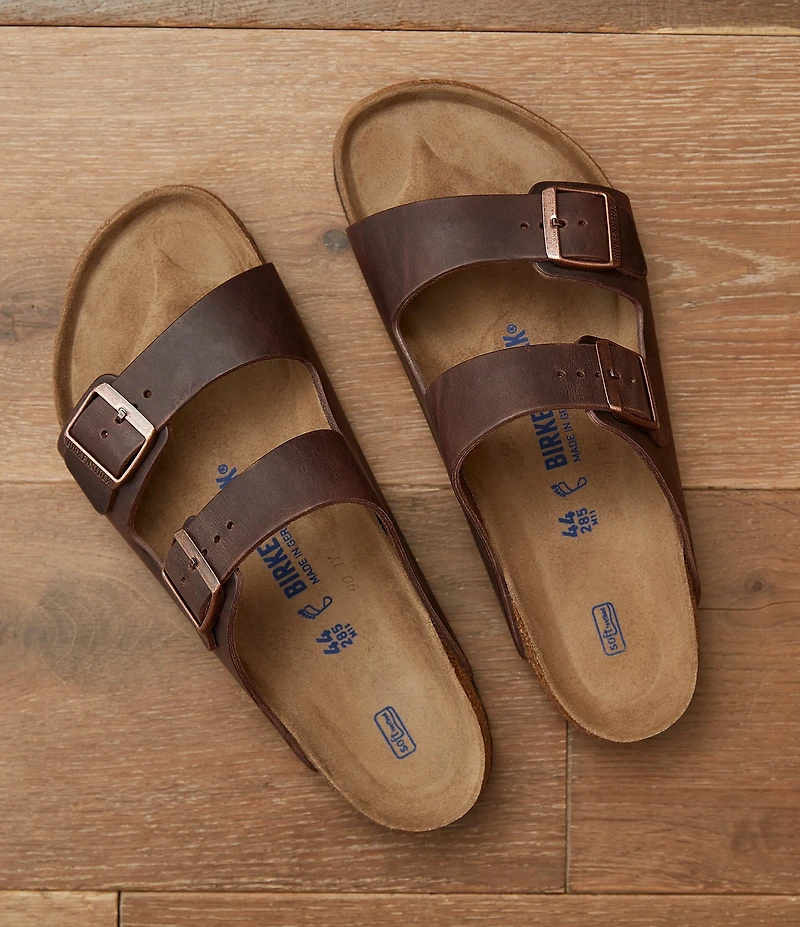 Birkenstock Men's Arizona Oiled Leather Soft Footbed Slide Sandals