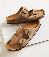 Birkenstock Men's Arizona Oiled Leather Soft Footbed Slide Sandals