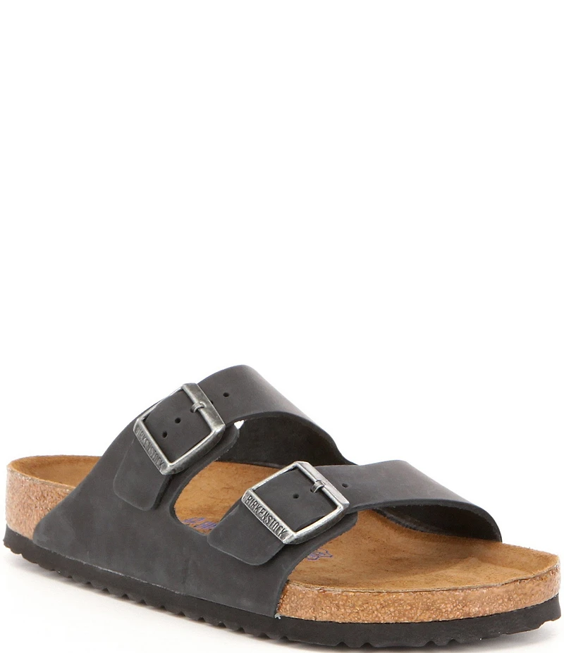 Birkenstock Men's Arizona Oiled Leather Soft Footbed Slide Sandals