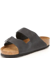 Birkenstock Men's Arizona Oiled Leather Soft Footbed Slide Sandals