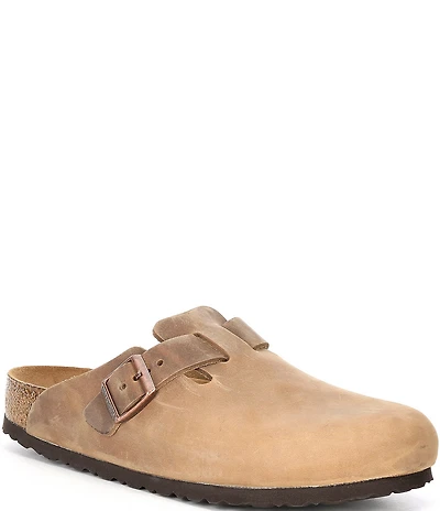 Birkenstock Men's Boston Oiled Leather Soft Footbed Slip On Clogs