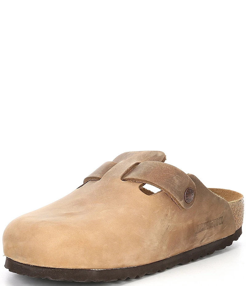Birkenstock Men's Boston Oiled Leather Soft Footbed Slip On Clogs