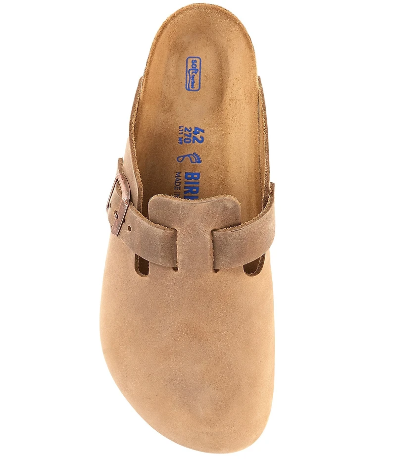 Birkenstock Men's Boston Oiled Leather Soft Footbed Slip On Clogs
