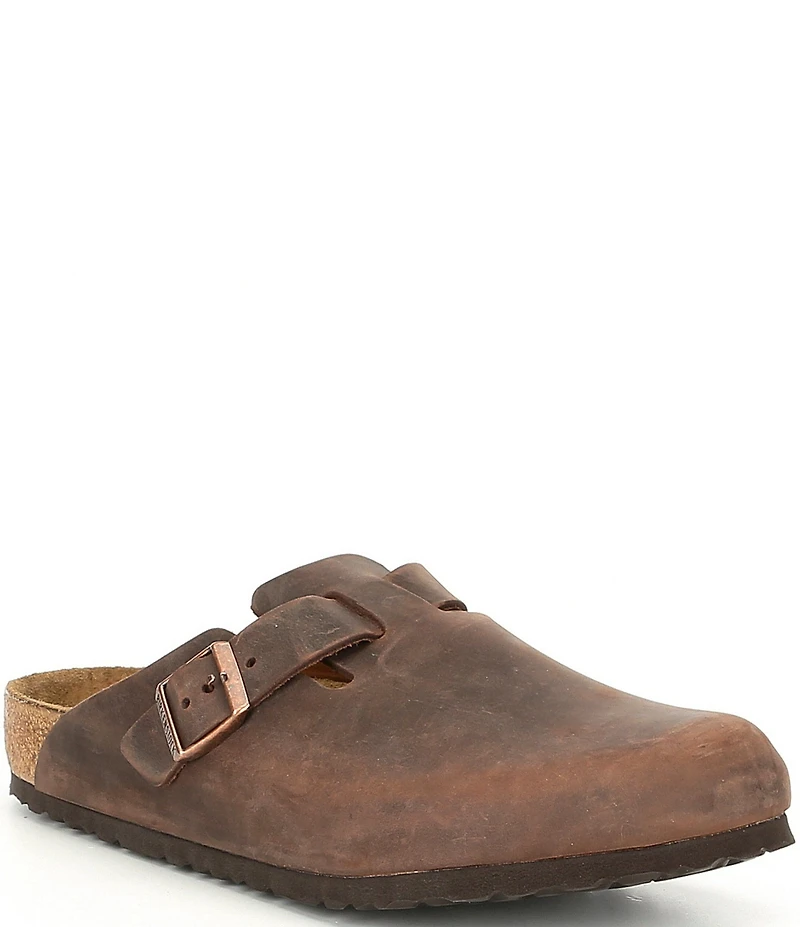 Birkenstock Men's Boston Oiled Leather Soft Footbed Slip On Clogs