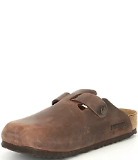 Birkenstock Men's Boston Oiled Leather Soft Footbed Slip On Clogs