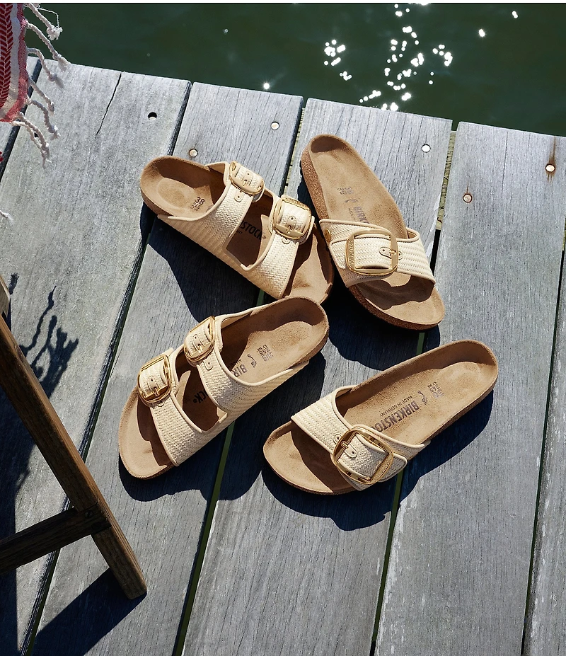 Birkenstock Women's Arizona Big Buckle Raffia Slide Sandals