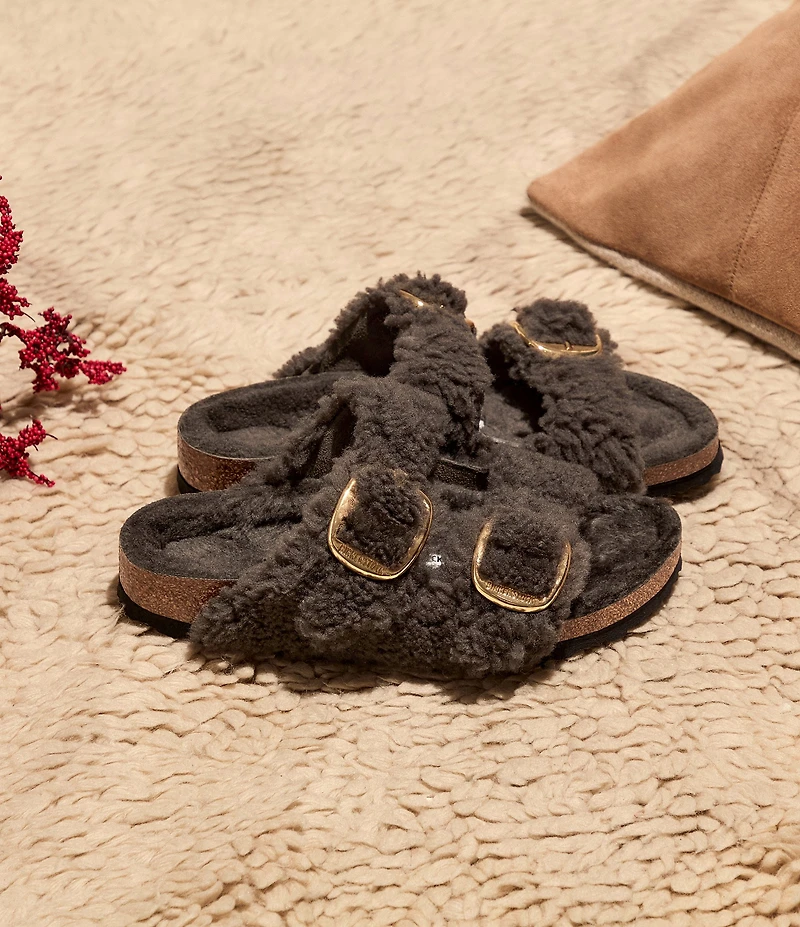 Birkenstock Women's Arizona Big Buckle Teddy Shearling Slide Sandals