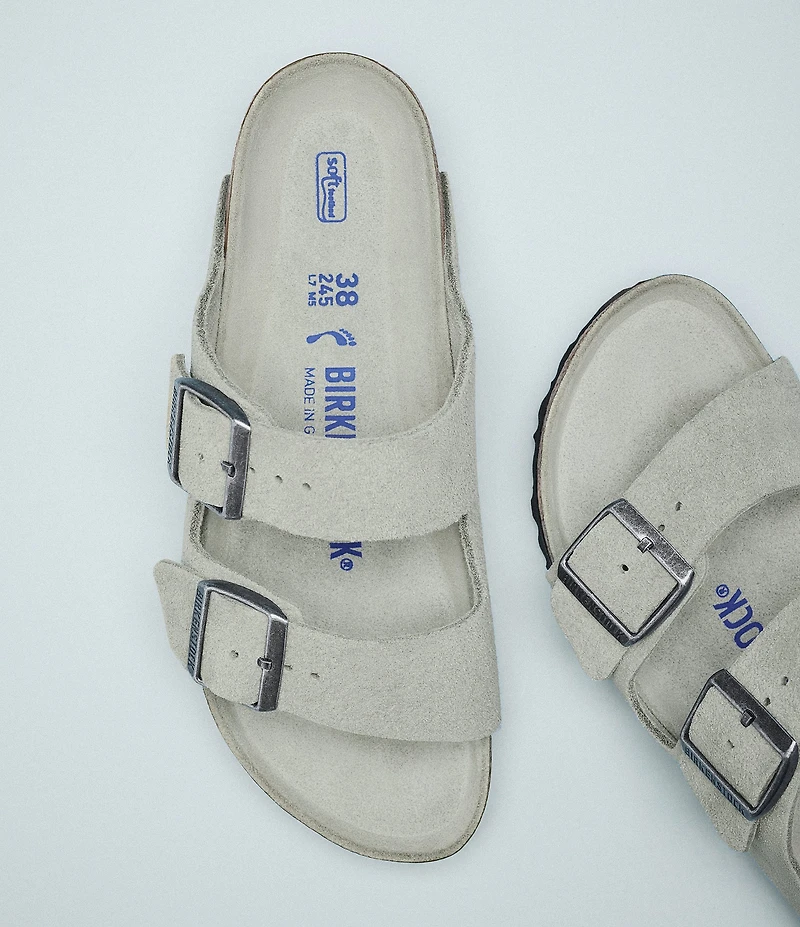 Birkenstock Women's Arizona Soft Footbed Velvet Suede Slide Sandals