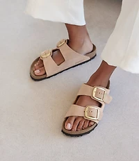 Birkenstock Women's Arizona Nubuck Big Buckle Hardware Slide Sandals