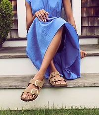 Birkenstock Women's Arizona Nubuck Big Buckle Hardware Slide Sandals