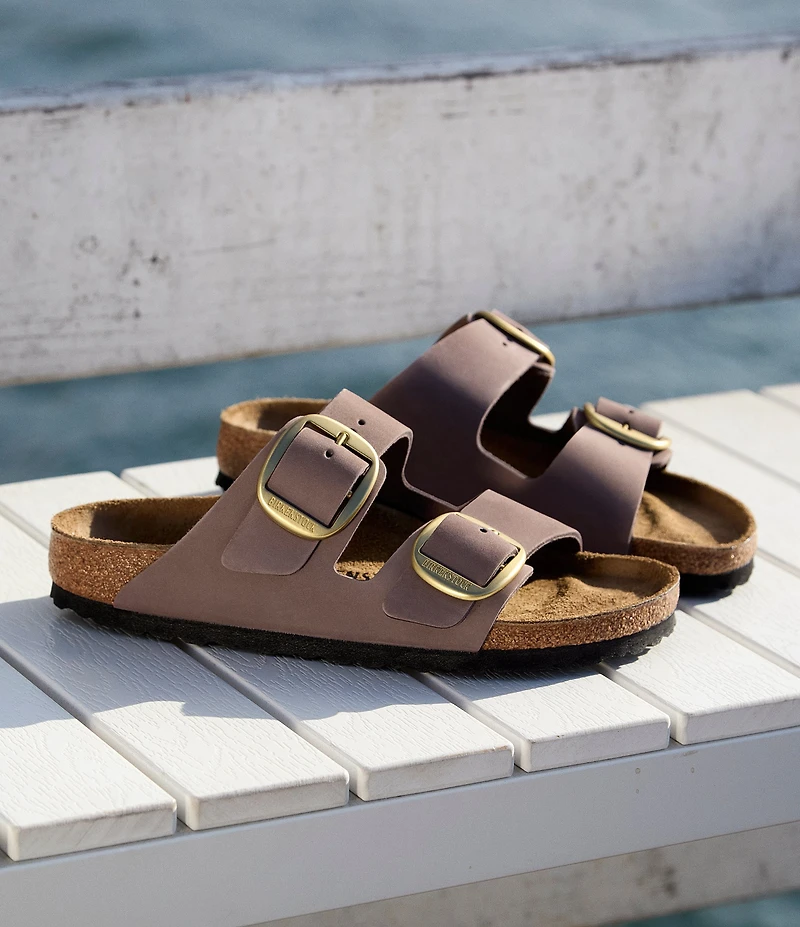 Birkenstock Women's Arizona Nubuck Big Buckle Hardware Slide Sandals
